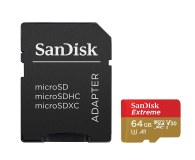 Sandisk 64GB microSDXC Extreme 100MB/s A1 C10 V30 UHS-I U3 - 367633 - zdjęcie 2